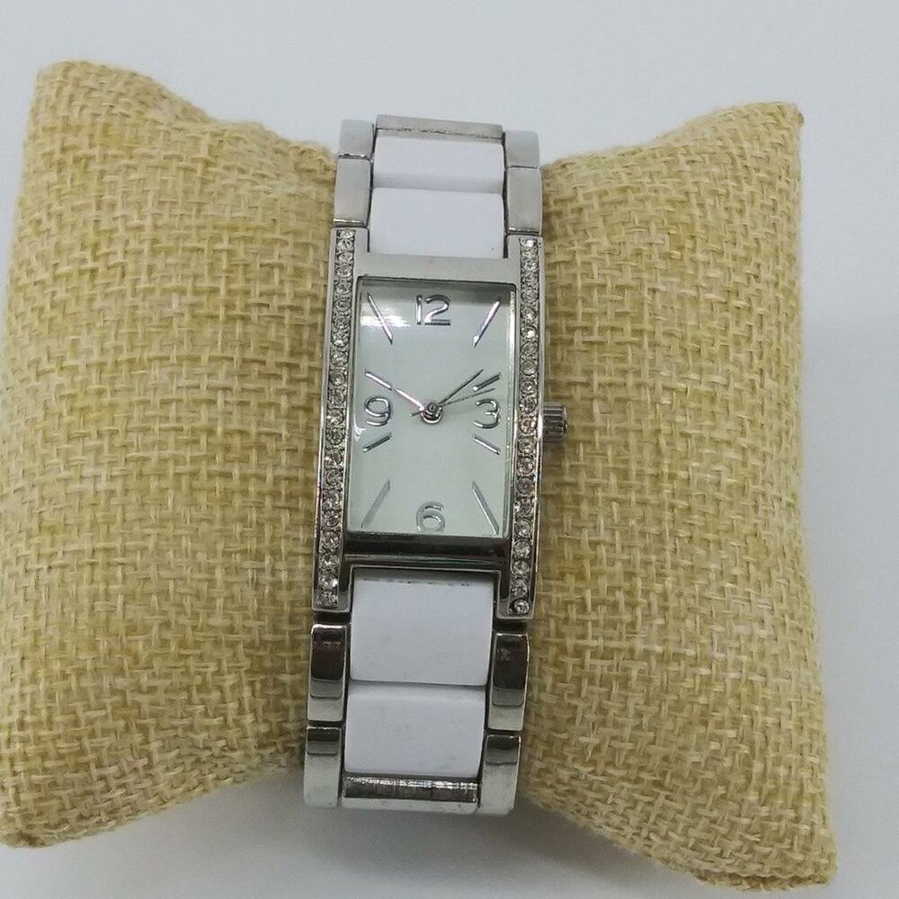 OPI Women's Watch FMDCT410 White Enamel Rhinestone